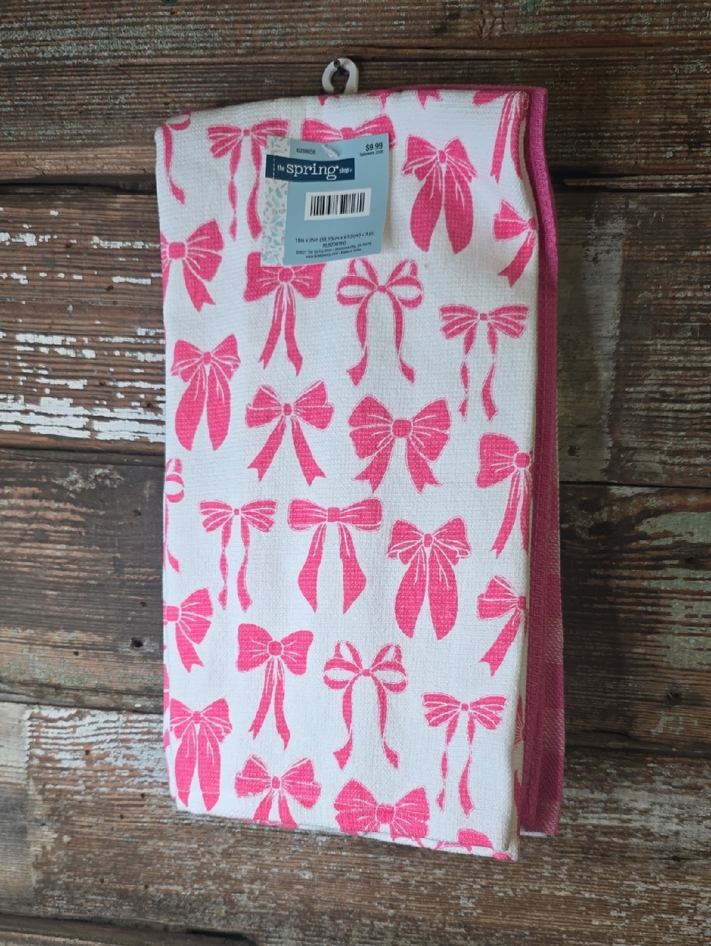 Pink Bow Print Kitchen Towel Set - 3, NWT